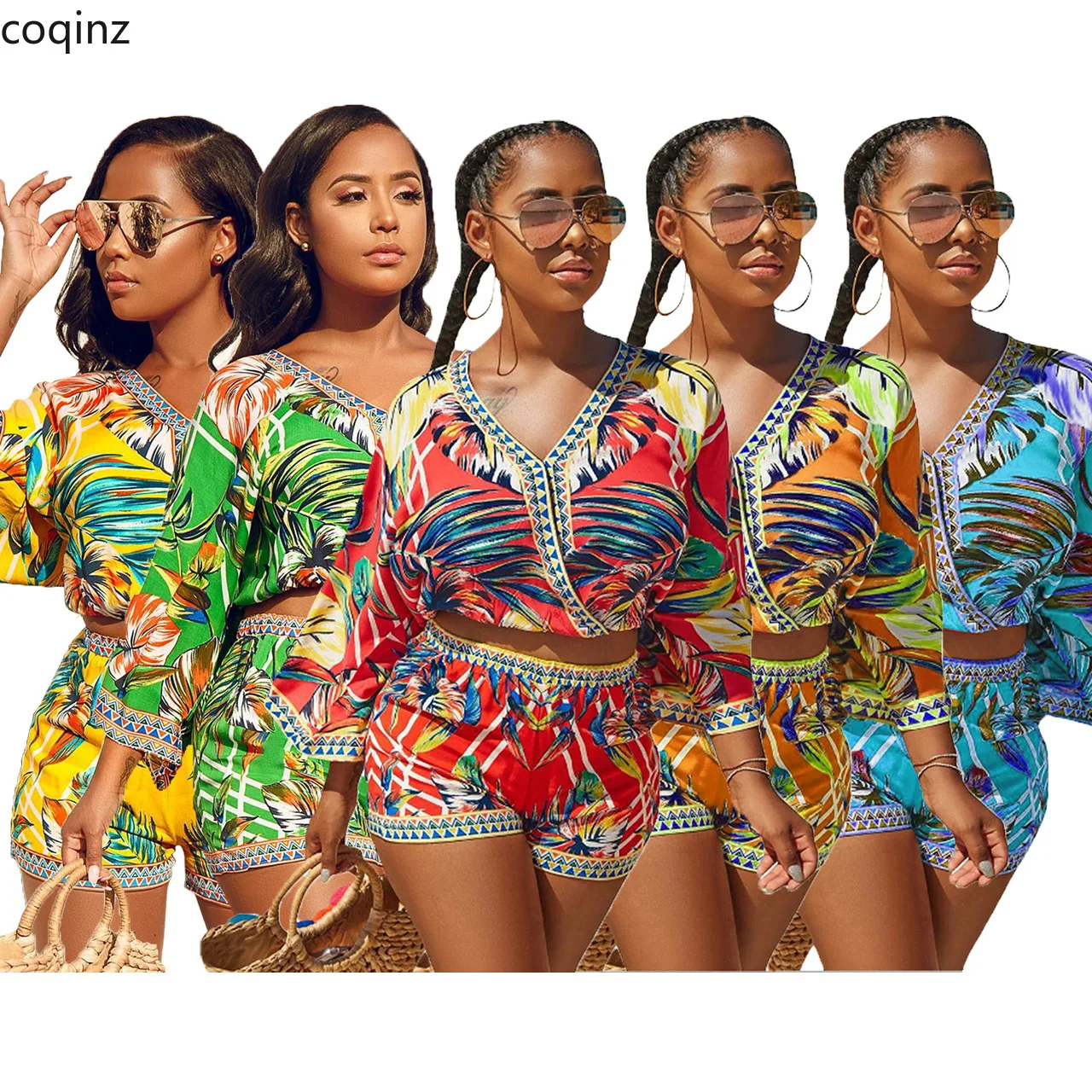 Большие размеры лето 2019 комплект из двух предметов Boho укороченный топ и шорты