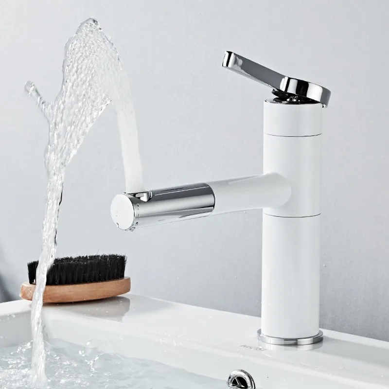 Выдвижные смесители для раковины черный латунный Смеситель в ванной комнате