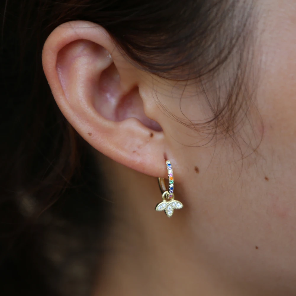 Красочные cz круглые серьги в форме листа сверкающие из стерлингового серебра 925