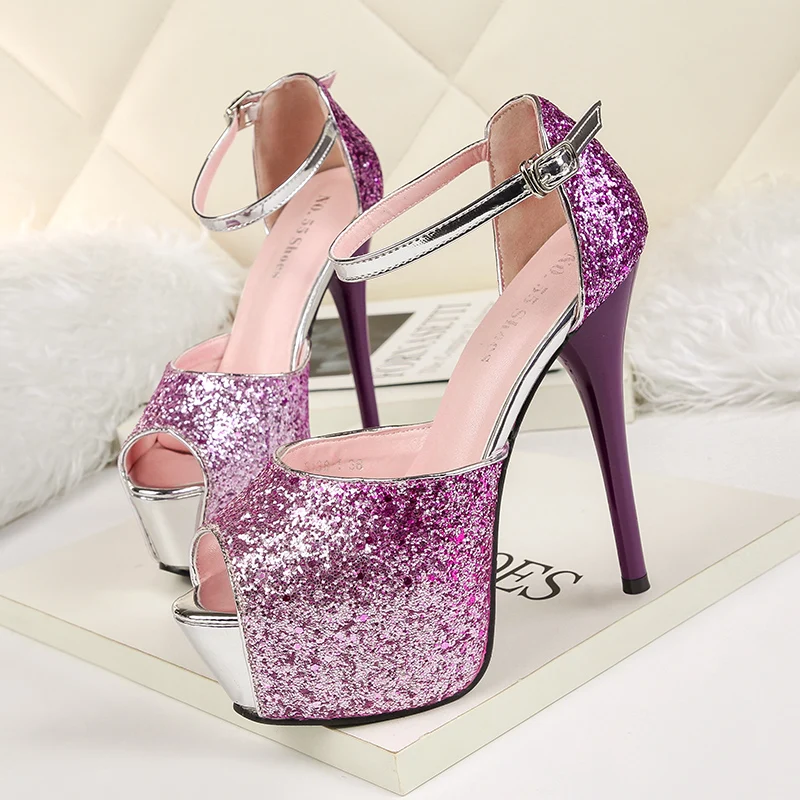 2019 г. женские летние блестящие роскошные босоножки на высоком каблуке 14 см и