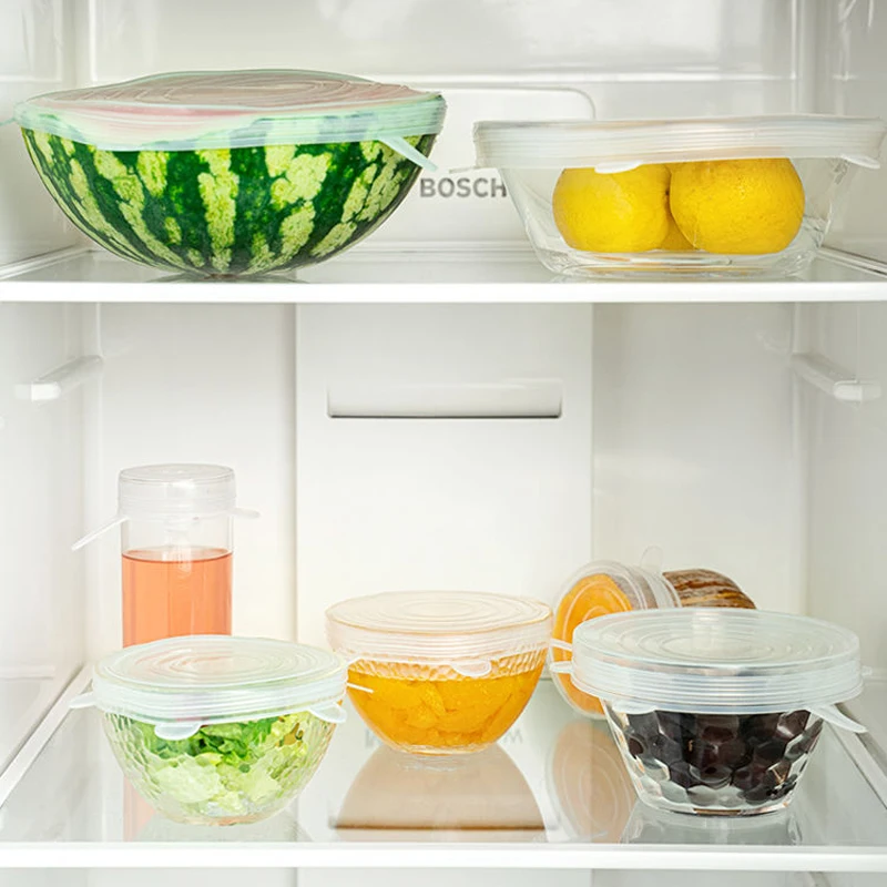 

6pcs Silicone Stretch Lids Universal Lid Silicone Bowl Pot Lid Silicone Cover Pan Cooking Food Fresh Cover