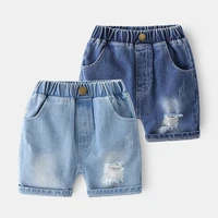 new kids summer denim shorts baby boys fashion solid ripped denim shorts children casual elastic mid waist jeans short pants