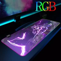 genshin impact anime rgb large mouse pad kawaii gaming accessories led computer mousepad with backlight for cs keyboard desk mat