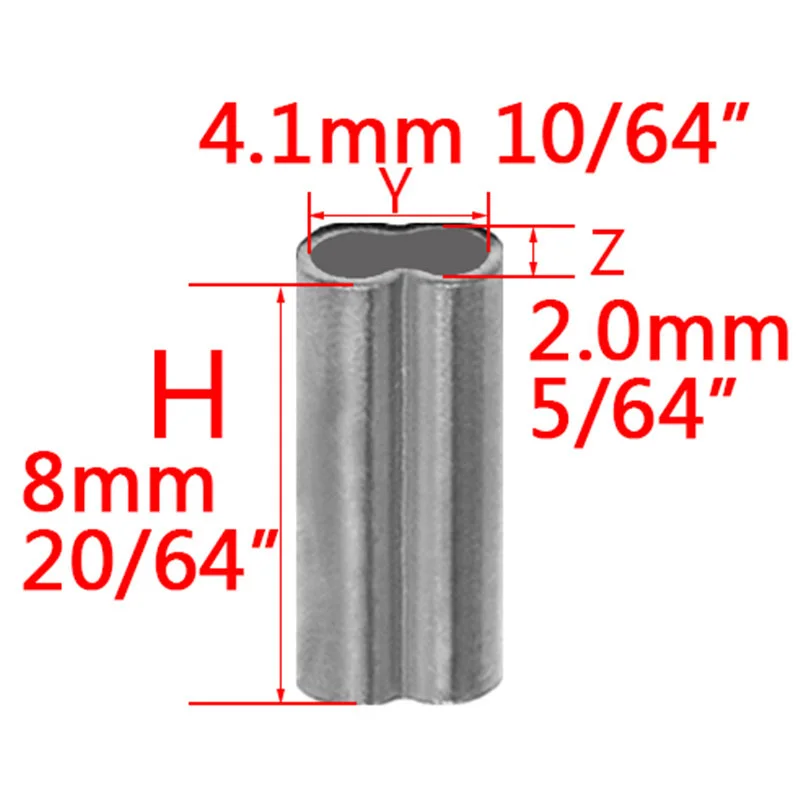 2.0x4.1mm 20 штук двойные медные рыболовные трубки рыболовные провода трубы обжимные рукава Разъем Диаметр 6 размеров - Цвет: 2.0x4.1mm