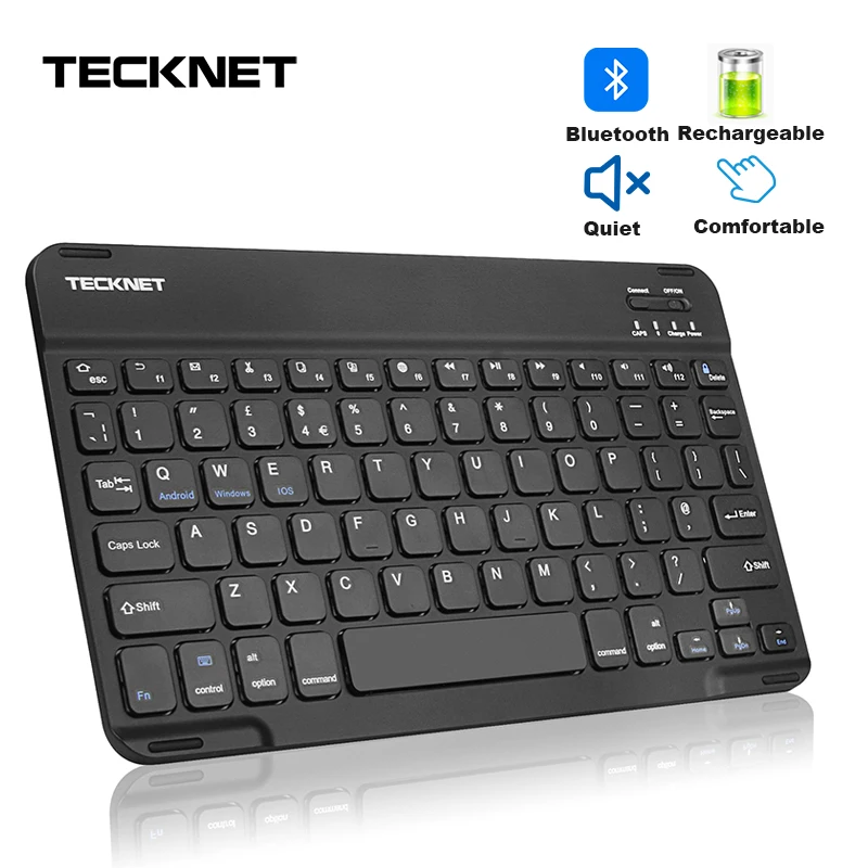 TeckNet ультра-тонкая беспроводная Bluetooth британская раскладка клавиатуры компьютерная клавиатура Встроенный литий-полимерный перезаряжаемый аккумулятор для iOS Mac