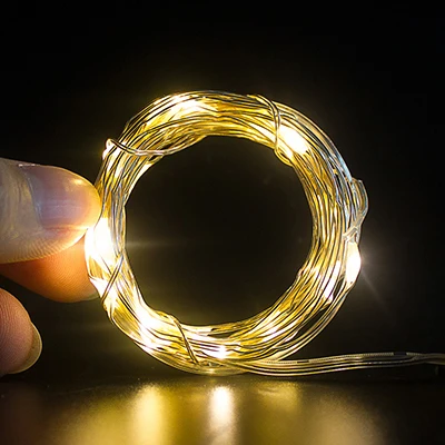 Светодиодная гирлянда с батареей уличный водонепроницаемый шнурок медной