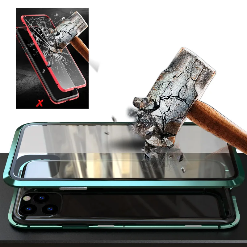 Магнитный металлический чехол для телефона iPhone 11 pro макс. закаленное стекло чехол для задней крышки для iPhone11pro MAX Магнитный чехол