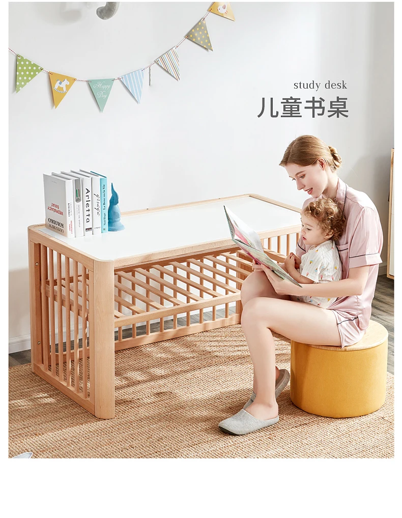 9179 Solid Wood Crib Joint Bed Newborns Multi-functional Movable Building Blocks Logs No Paint Babies' | Мать и ребенок