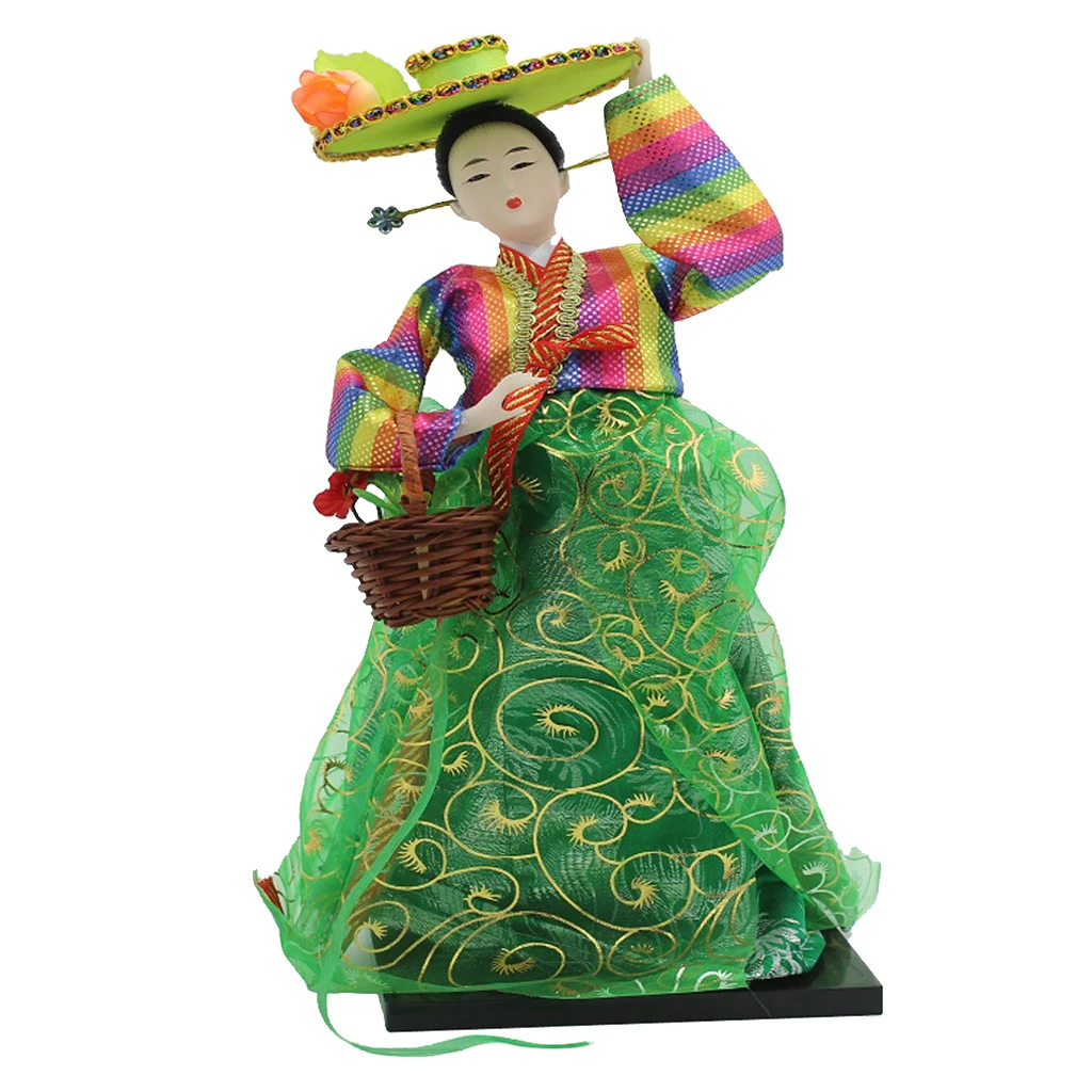 Винтажная корейская кукла гейши 12 дюймов Hanbok зеленое платье модель восточных