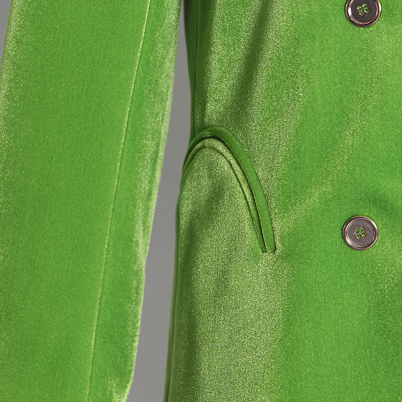 

Women Vintage Velvet Blazer Spring Autumn Double Breasted Blazer Coat