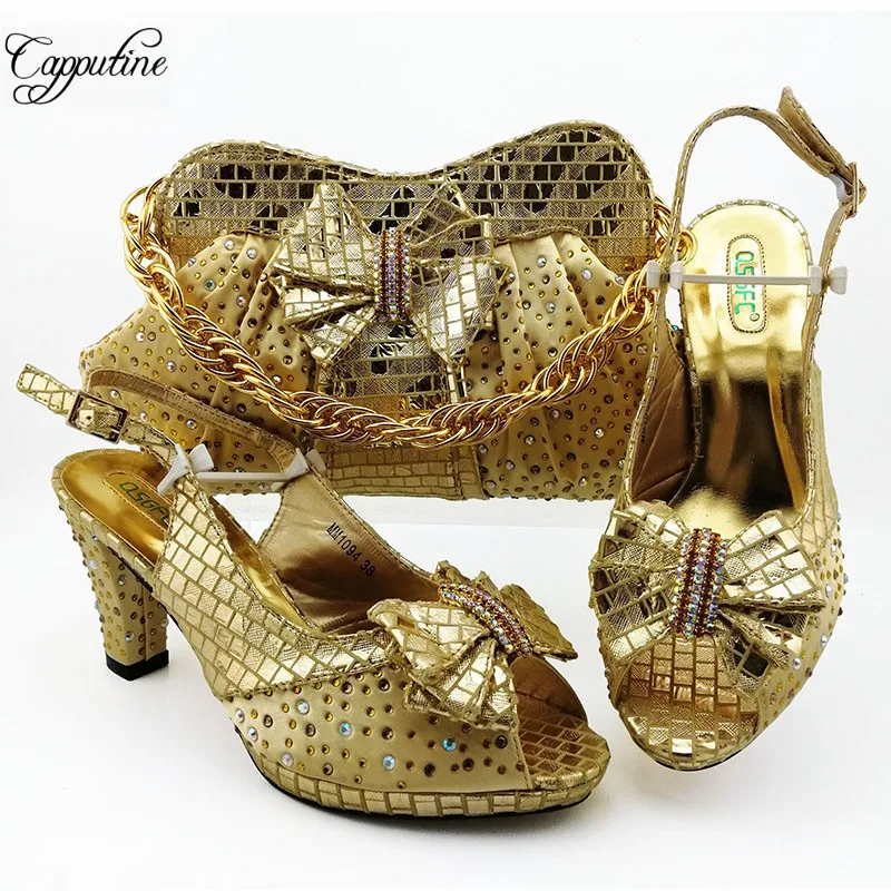 Изящные Свадебные/вечерние набор Африканский высокий каблук туфли комплект с