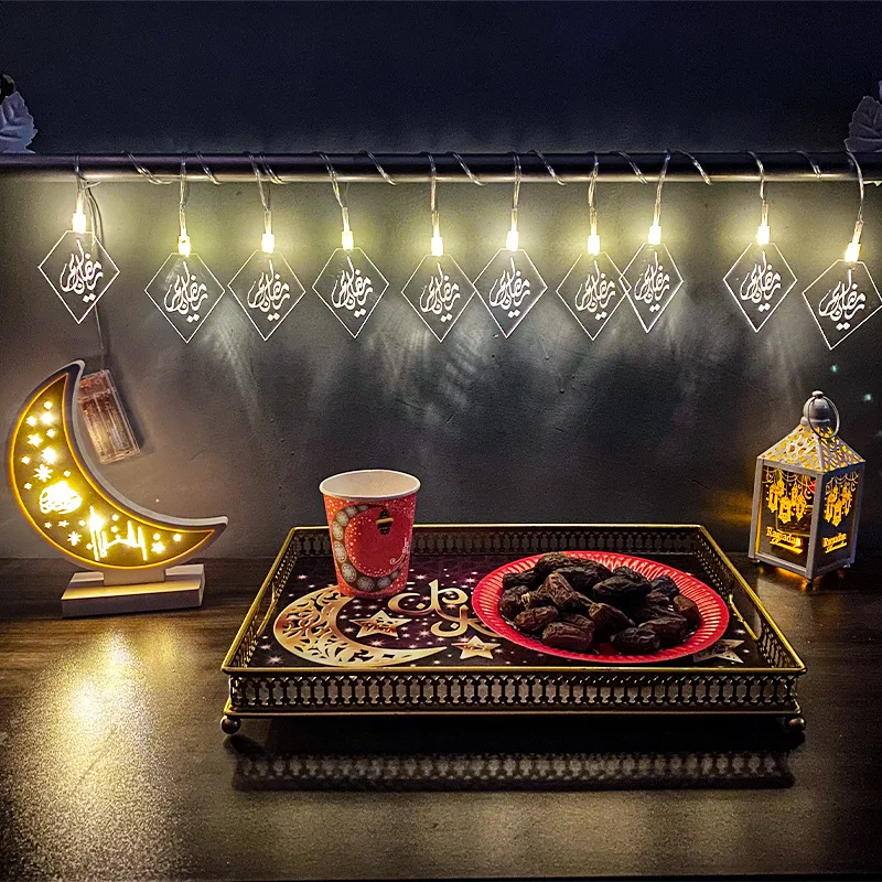 

Led Arabian Crafts Decoration Ramadan Eid Mubarak Gift Pattern Custom Lantern Tray