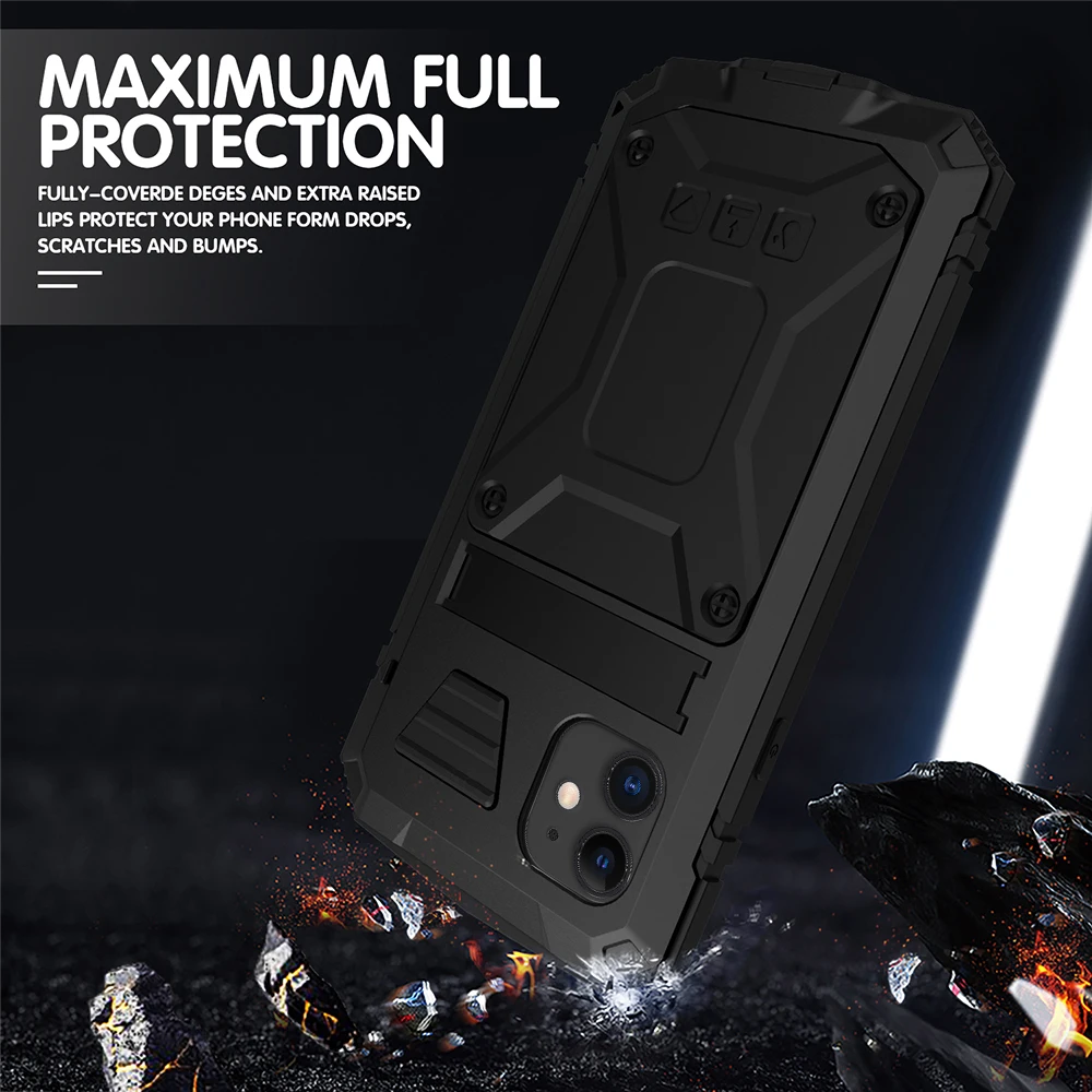 Для iPhone 11 Pro Max чехол 360 Водонепроницаемый металлический стенд сверхмощный