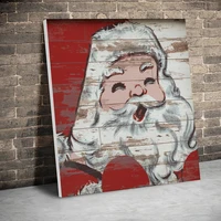 framed cutout santa christmas canvas paintings wall art prints posters pictures kids room home decor with wooden inner frame
