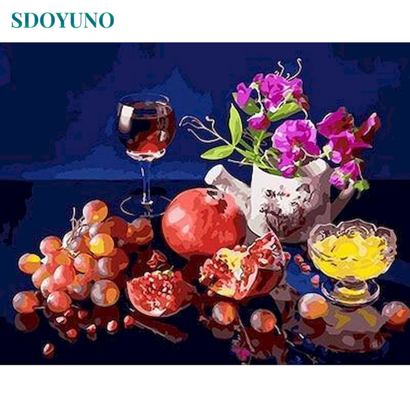 

SDOYUNO 60x75 см Краски по номерам цветы и фрукты DIY картина маслом Краски ing по номерам на холсте Безрамное цифровой Ручной Краски ing Декор