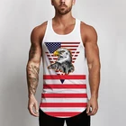 Майка мужская летняя с принтом американского флага, рубашка для фитнеса, Спортивная повседневная Приталенная футболка с графическим принтом, топ на День Независимости