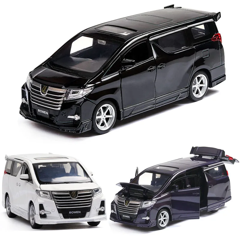

1:32 Toyota MPV model car alloy pull back car 4 open the door Sound and Light Alloy Pull Back Flashing collection kids toys
