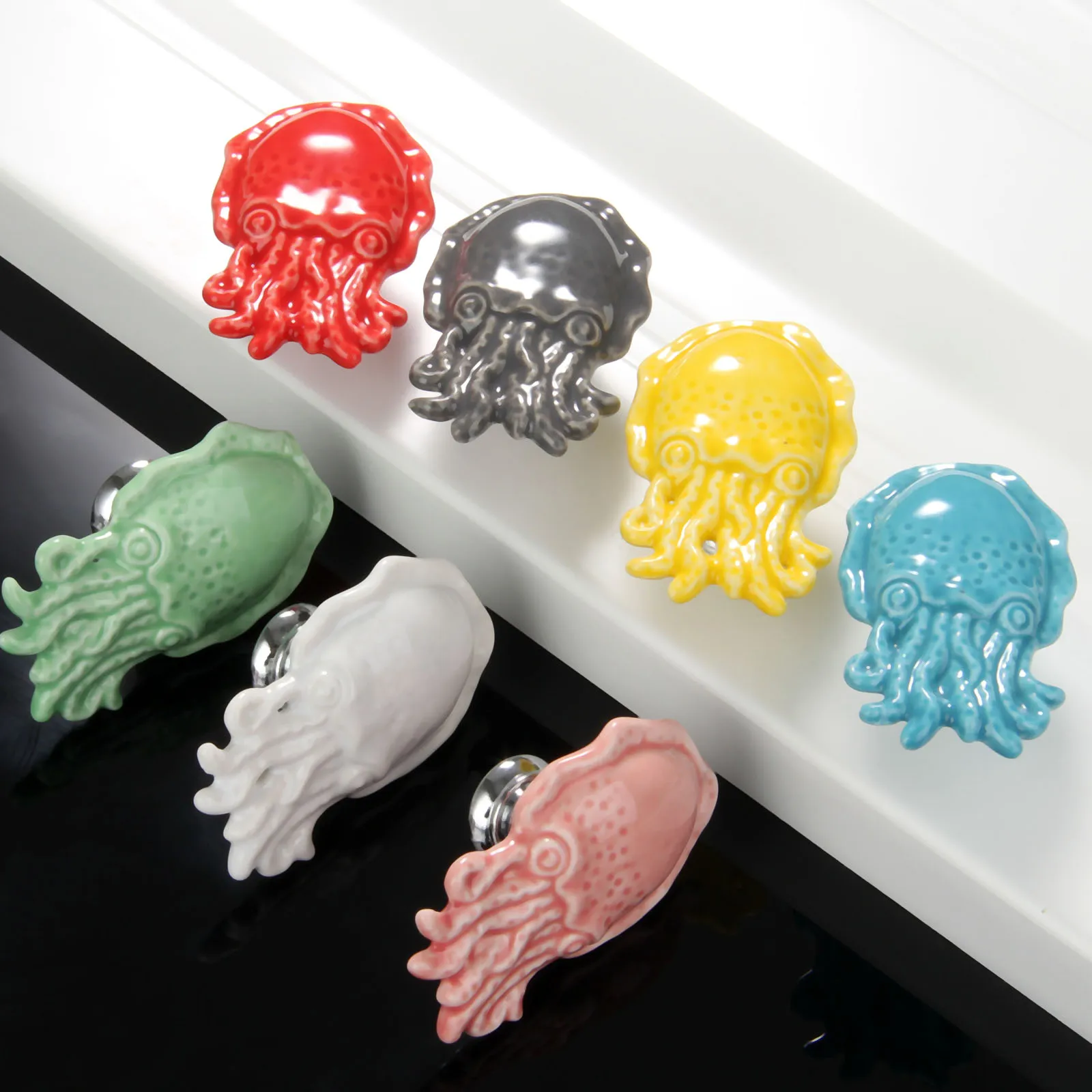 1 шт. керамическая ручка в форме осьминога ручки мебели и шкафа выдвижной ящик для