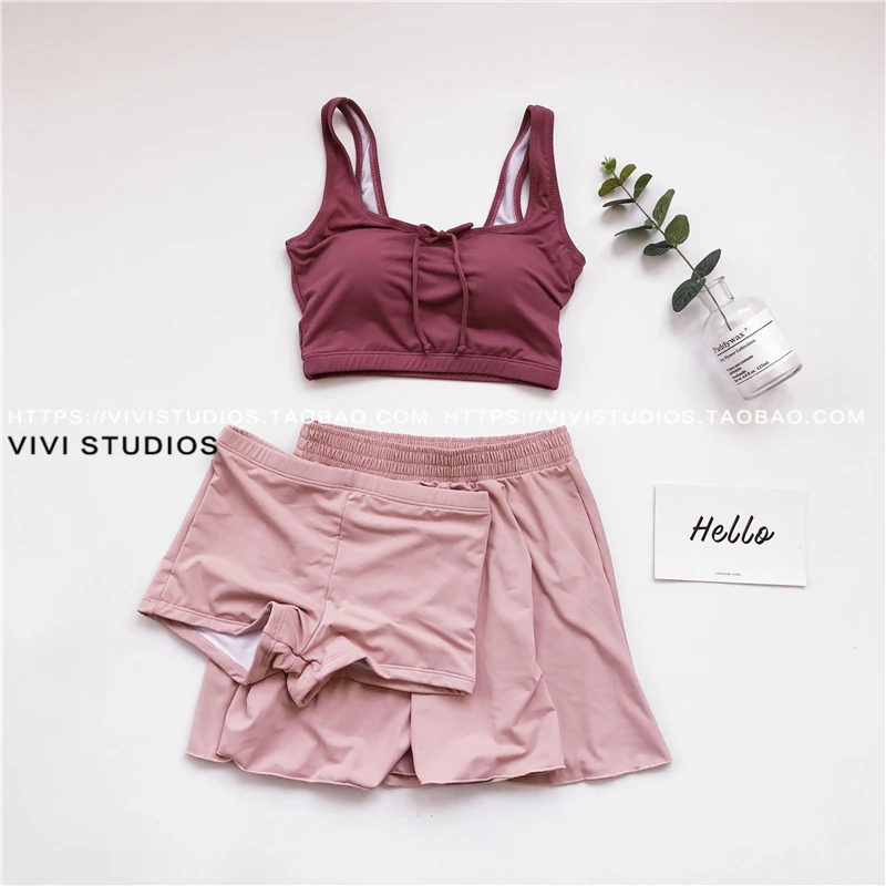 Новинка сплошной купальник Maillot De Bain танкини женский темперамент три предмета