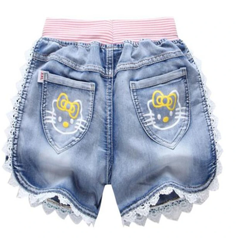 Шорты джинсовые для девочек 2 стиля летние хлопковые детские шорты с мультяшным