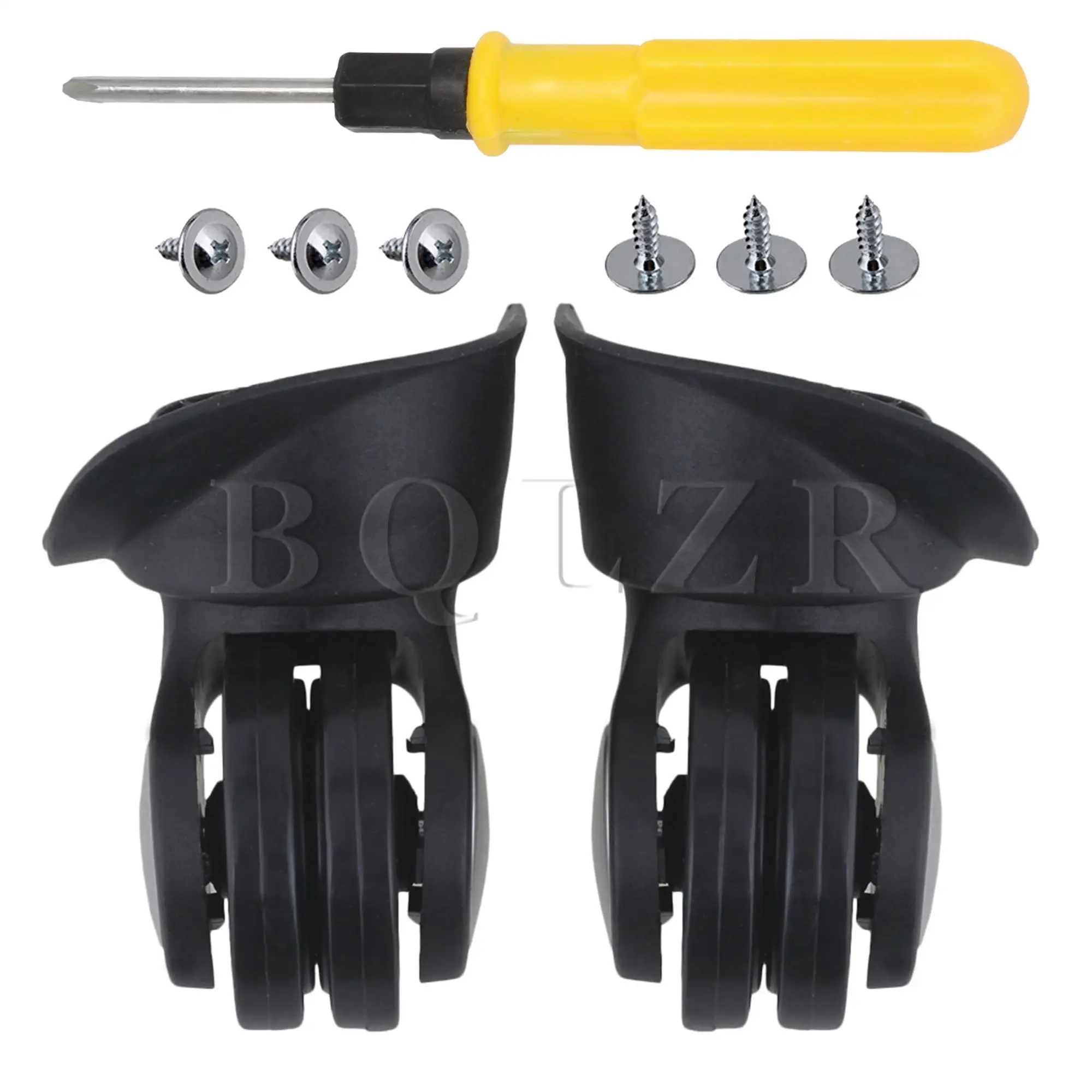 2 шт. DIY BQLZR 8,5x8,3x4,9 см черные пластиковые левые и правые колеса для багажа, сменные W/6 дюймовые