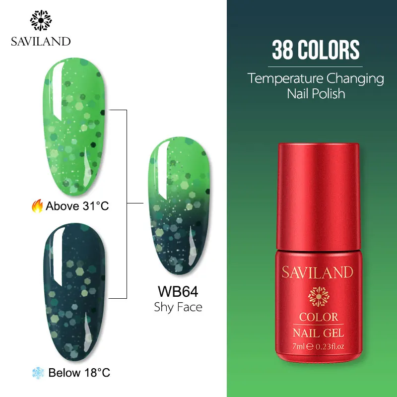 7ml WB64 Saviland 7 мл Тепловая температура изменение УФ-гель для ногтей изменение настроения Хамелеон Гель лак для ногтей цветной гель лак - Цвет: 7ml WB64