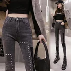 Джинсы женские облегающие на пуговицах с карманами, Элегантная универсальная уличная одежда в Корейском стиле ретро, в стиле Харадзюку, с вырезами, для отдыха