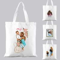 canvas bag shopping bag handbag casual shoulder bag commuter reusable japanese mother pattern printing fashion portable tote bag