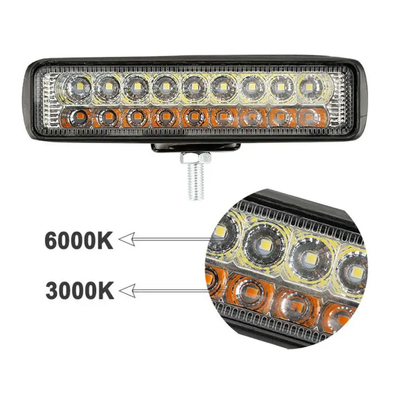 

60W 6inch Car LED Work Light Bar Spotlight Driving Fog Lamp Dual Color White & Amber IP67 6000LM DIY Modification Accessories