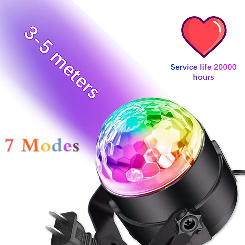 3W LED Party Stage Light RGB Laser Dj Strobe Lamp Christmas Projector Sound Activated Rotating Disco Ball for Dance Floor | Электроника