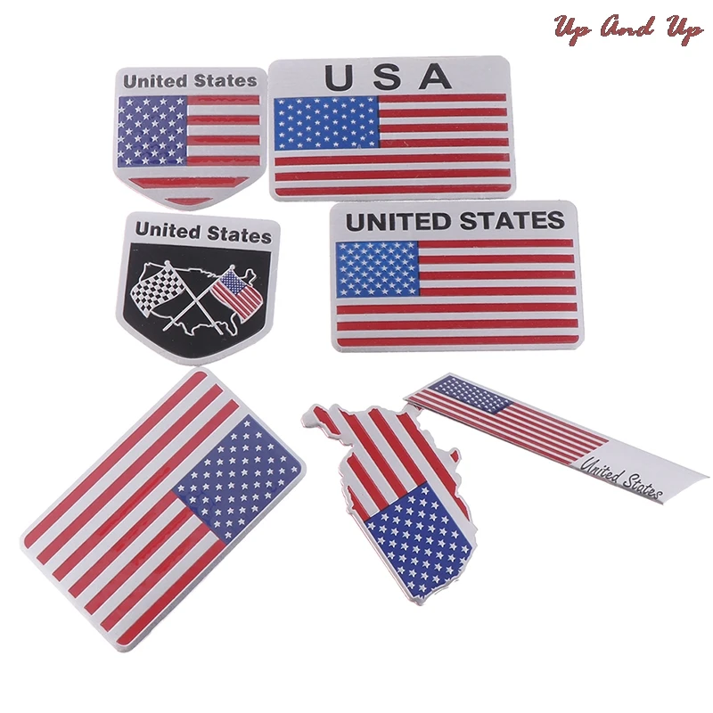 

1PC Badge Sticker Motorcycle Decal Car Styling 3D Aluminium Alloy American USA Map National Flag Emblem