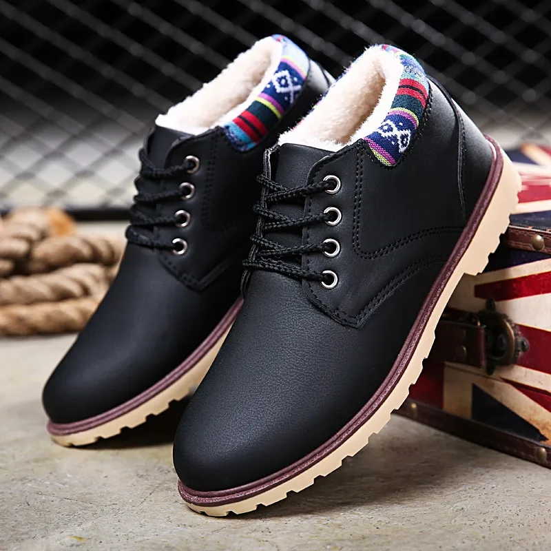 YeddaMavis Brown Men Boots Genuine Leather Lace-up Shoes Vintage British Snow Autumn Winter Casual Ankle | Обувь