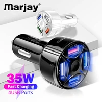 marjay car charger 4 ports usb 35w 7a fast charging car charger for iphone 11 xiaomi huawei mobile phone qc 3 0 charger for cars