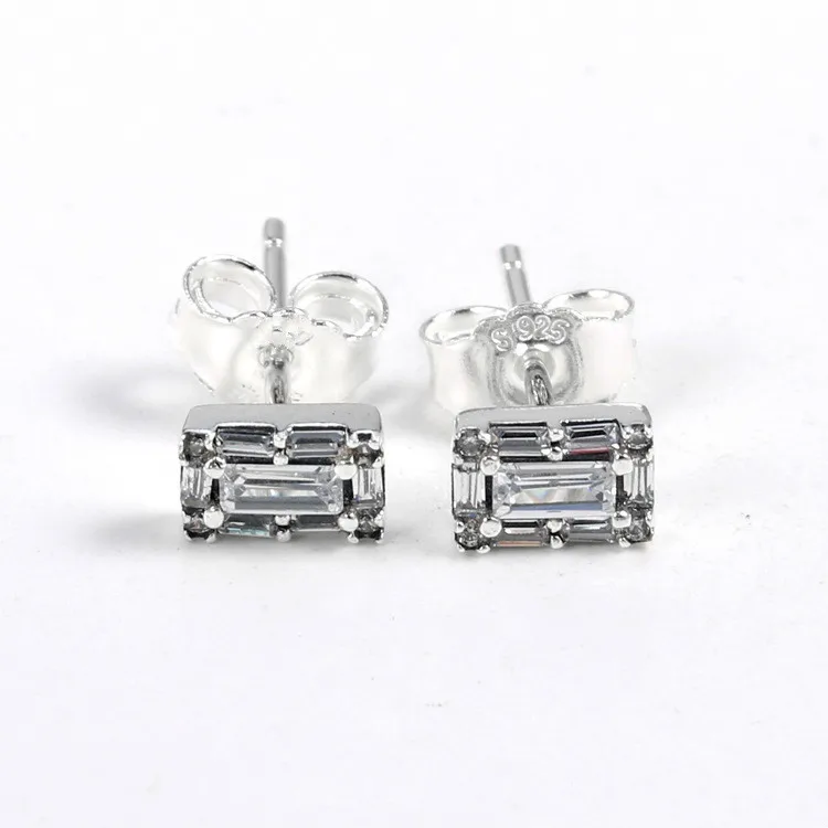 

Genuine 925 Sterling Silver Women Luminous Ice With Crystal pan Earrings For Women Wedding Gift Europe Fashion Jewelry