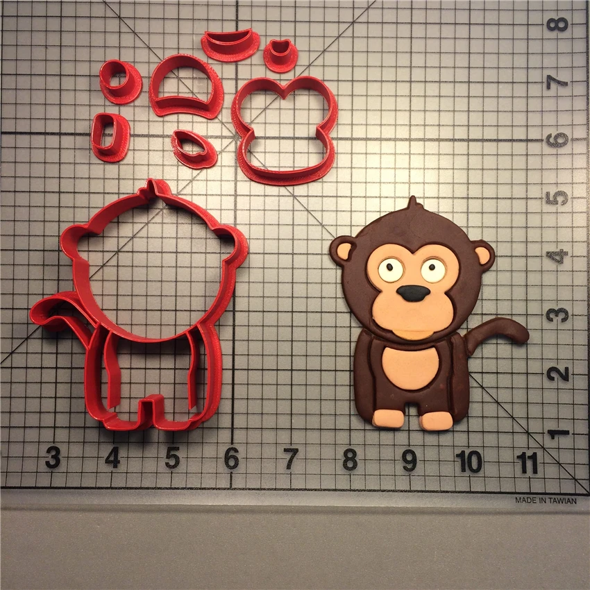 

Cartoon Monkey Cookie Cutter Kitchen Baking Supplies Home DIY Cake Icing Decoration Kit 3D Printed Custom Seal