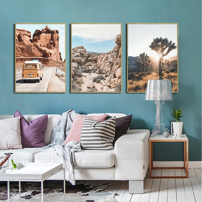 Северная Европа пустыня кактус холст постер стиль пейзаж природа Джошуа дерево