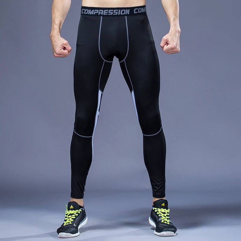 Компрессионные штаны мужские для тренажерного зала бега фитнеса быстросохнущие
