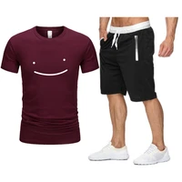 2021 popular new cotton mens t shirt sports shorts set summer high quality cotton t shirt sports running set