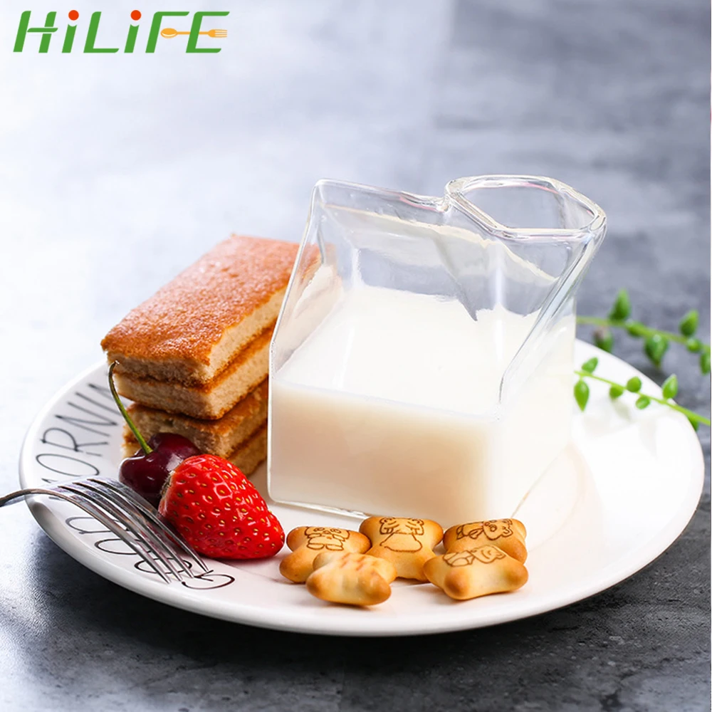 HILIFE Creative Square Glass Cup Unique Design Drinkware Pure Handmade Crafts 250ML Milk Box | Дом и сад