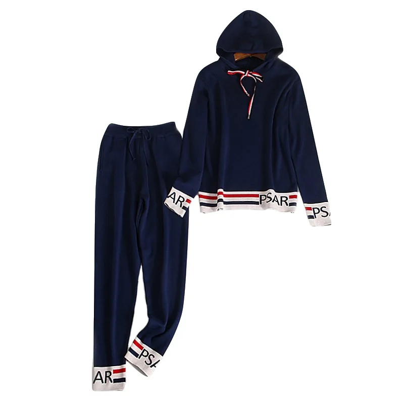 Женский спортивный костюм из 2 предметов трикотажная толстовка с капюшоном