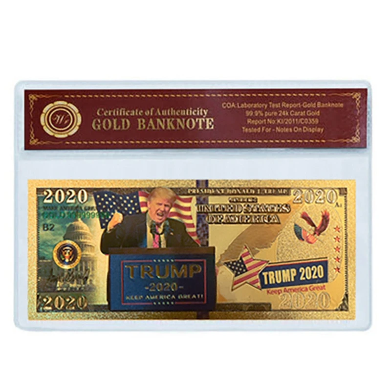 2020 президент дональдтрамп Золотая фольга для банкнот пластиковая позолоченная