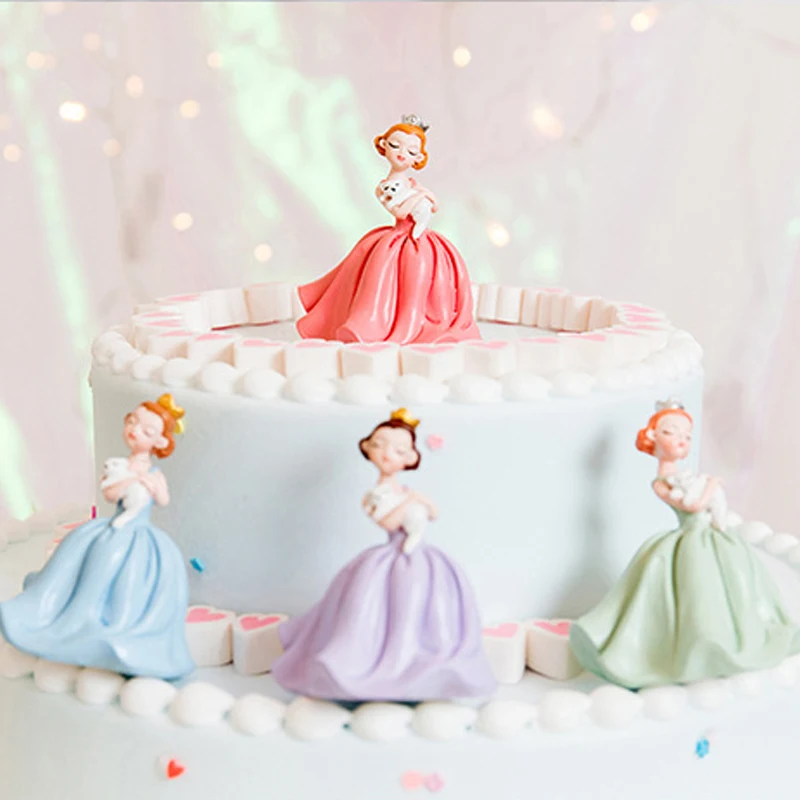 

24Pcs Cute Princess and Cat cake topper girl happy birthday cake decoration wedding party anniversary home decor wholesale