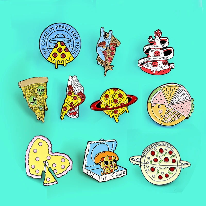 Эмалированная булавка для пиццы WE COME IN PEACE FOR Pizza Planet UFO Рождественская елка ручная