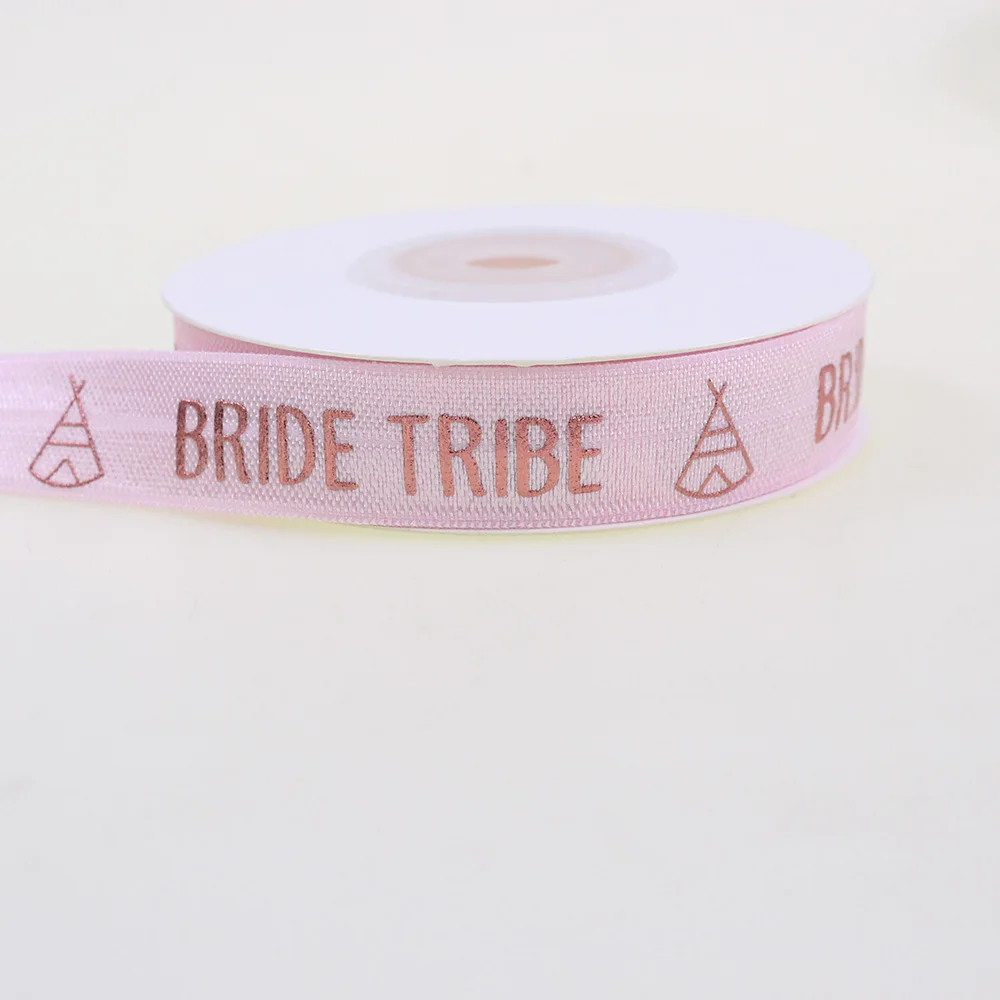 5/8 дюймов (16 мм) розовая бронзовая Золотая фольга с принтом Команда Невесты