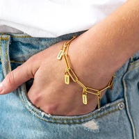 tangula custom bracelet rectangular chain name charm pendants nameplate bracelet personalized couple bracelet women gift jewelry