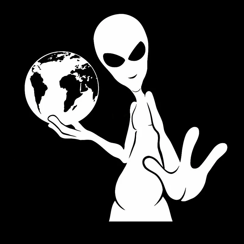 Volkrays Creative Car Sticker Bardian Alien Earth Graphic Accessories Reflective Sunscreen Vinyl Decal Black/Silver 19cm*18cm | Автомобили