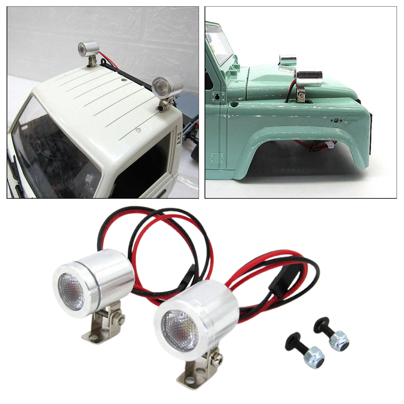 

2x RC Spotlights Front Light for MN D90 D91 D99 MN90 WPL D12 B14 Spare Parts
