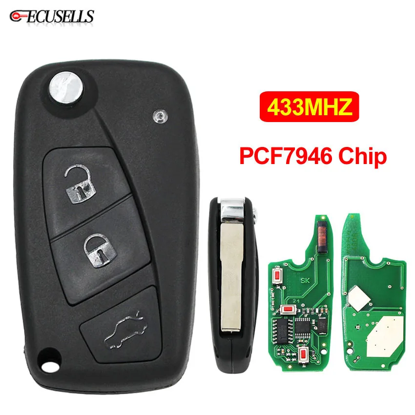 Складной флип 3 кнопки дистанционный умный Автомобильный ключ 433 МГц ID46 PCF7946 чип с