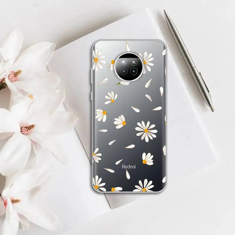 

Phone Case Transparent for Xiaomi mi Redmi note 10 t 8 9 pro lite 11 Samsung S 8 9 10 20 Summer daisy flowers yellow