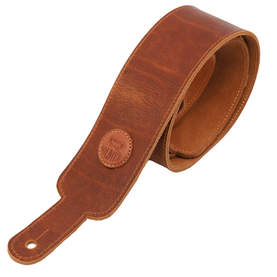 soldat erste schicht full grain kuh leder mann made gitarre strap für akustische gitarre elektrische gitarre bass free global shipping